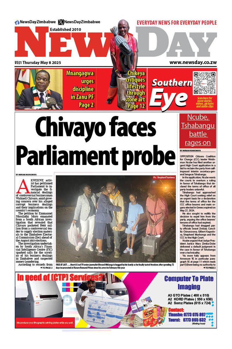 Rebel Leader🇿🇼 (@nkosiekwekwe05) on Twitter photo I have written the last follow up letter <a href="/ParliamentZim/">Parliament of Zimbabwe</a> abt my petition.If Hon Mudenda does not give a ruling by Friday this week.Iam now left with no otha option than going to Court seeking a Declaratory Order in terms of Sec 85 (1)
<a href="/NewsHawksLive/">TheNewsHawks</a> <a href="/bbmhlanga/">Dhara Blessed Mhlanga HSTV</a> <a href="/NewsDayZimbabwe/">NewsDay Zimbabwe</a> I have written the last follow up letter <a href="/ParliamentZim/">Parliament of Zimbabwe</a> abt my petition.If Hon Mudenda does not give a ruling by Friday this week.Iam now left with no otha option than going to Court seeking a Declaratory Order in terms of Sec 85 (1)
<a href="/NewsHawksLive/">TheNewsHawks</a> <a href="/bbmhlanga/">Dhara Blessed Mhlanga HSTV</a> <a href="/NewsDayZimbabwe/">NewsDay Zimbabwe</a>