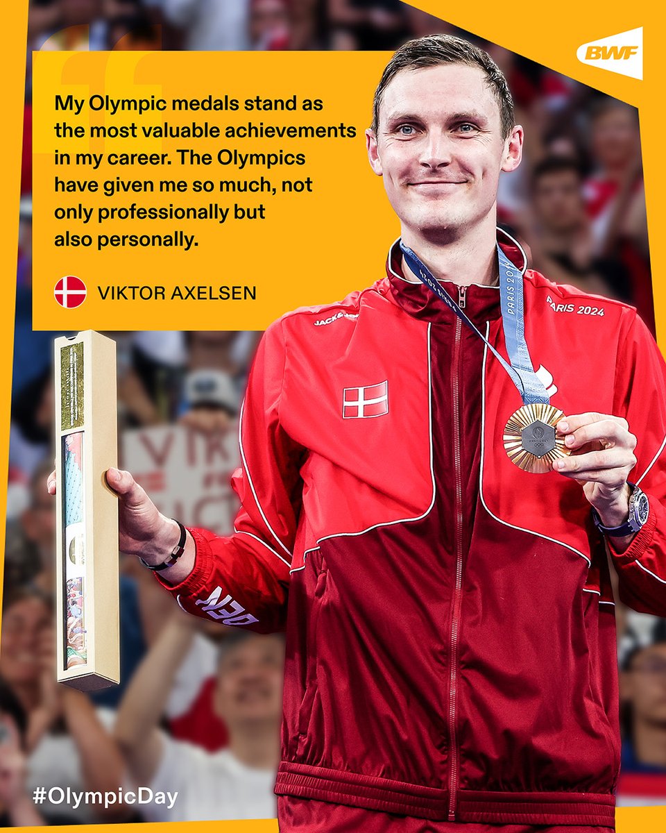 BWF (@bwfmedia) on Twitter photo Double Olympic champion <a href="/ViktorAxelsen/">Viktor Axelsen</a> ๐ฉ๐ฐ is living the #Olympic dream. ๐ฅ๐ฅ๐
#OlympicDay #LetsMove
<a href="/Olympics/">The Olympic Games</a> Double Olympic champion <a href="/ViktorAxelsen/">Viktor Axelsen</a> ๐ฉ๐ฐ is living the #Olympic dream. ๐ฅ๐ฅ๐
#OlympicDay #LetsMove
<a href="/Olympics/">The Olympic Games</a>
