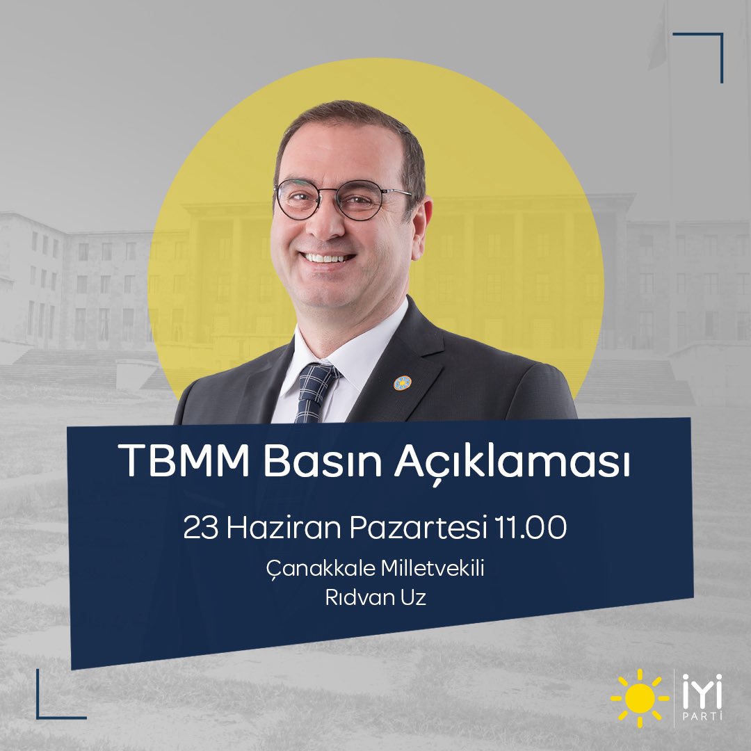 Çanakkale Milletvekilimiz Sayın Rıdvan Uz <a href="/ridvanuz17/">Rıdvan UZ</a>;

🗓 23 Haziran Pazartesi (bugün)
⏰ 11.00'de
📌 Gündeme ilişkin açıklamada bulunacak.

Açıklamayı sosyal medya hesaplarımızdan takip edebilirsiniz.👍🏻