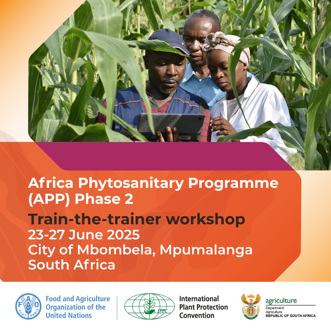 IPPC | International Plant Protection Convention (@ippcnews) on Twitter photo #HappeningNow in πΏπ¦!
Africa Phytosanitary Programme (APP) Phase 2 launch, hosted by <a href="/DOAgov_ZA/">National Department of Agriculture</a>.
- 9 countries:π©πΏπ¨π»πΉπ©π¨π¬π±π·π²πΌπΈπ³πΏπ¦πΉπ³
- 50+ phytosanitary officers trained
- Experience-sharing from Phase 1 pilots countries:π¨π²π¬πΌπ°πͺπ²π±πΏπ²πΏπΌ
- using advanced geospatial tech to combat 20+ #HappeningNow in πΏπ¦!
Africa Phytosanitary Programme (APP) Phase 2 launch, hosted by <a href="/DOAgov_ZA/">National Department of Agriculture</a>.
- 9 countries:π©πΏπ¨π»πΉπ©π¨π¬π±π·π²πΌπΈπ³πΏπ¦πΉπ³
- 50+ phytosanitary officers trained
- Experience-sharing from Phase 1 pilots countries:π¨π²π¬πΌπ°πͺπ²π±πΏπ²πΏπΌ
- using advanced geospatial tech to combat 20+
