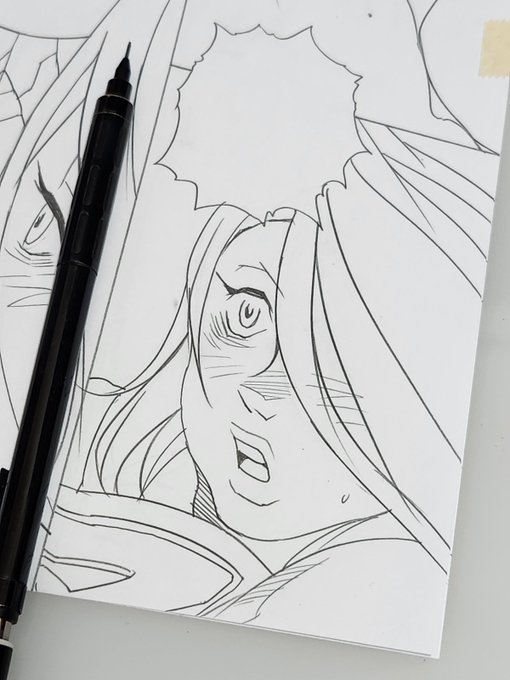 今日は線画3枚仕上げが目標なのだ。
My goal today is to finish three line drawings. 