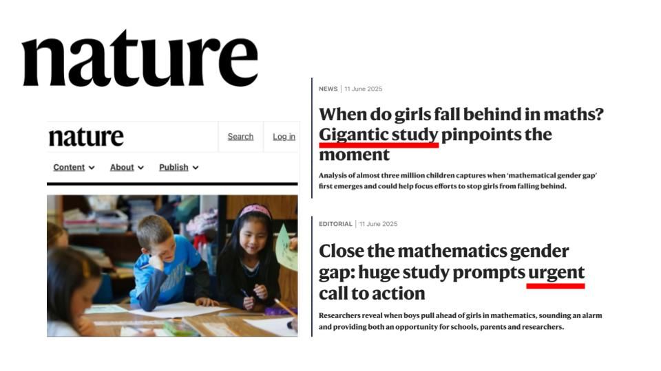 inria_sophia's tweet image. [publication 📰] Lors de sa #thèse à l&apos;@inria @BenedicteColnet a participé à l&apos;étude publiée le 11 juin 2025 dans @Nature 👉nature.com/articles/s4158… sur l&apos;écart entre les sexes en #mathématiques dès l&apos;école primaire #école #égalité #sciences