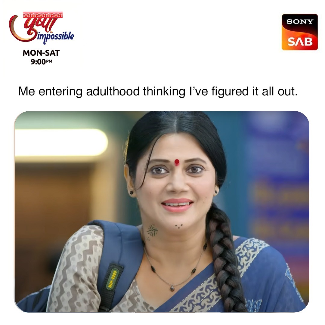 Just out here pretending to know what I’m doing. 👍

Dekhiye Pushpa Impossible, Mon-Sat, raat 9:00 PM, sirf Sony SAB par
#PushpaImpossible #SonySAB #PushpaImpossibleOnSAB #Entertainment #WatchNow #Reels #ReelsInstagram #Drama