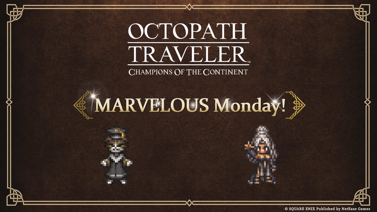 Happy Marvelous Monday!🎉

Our beloved character Tatloch is here. 
We hope that you can share the great joy that Tatloch gets from conquering.
Or you have already been conquered by her?😆#OCTOPATHCotC  ‍