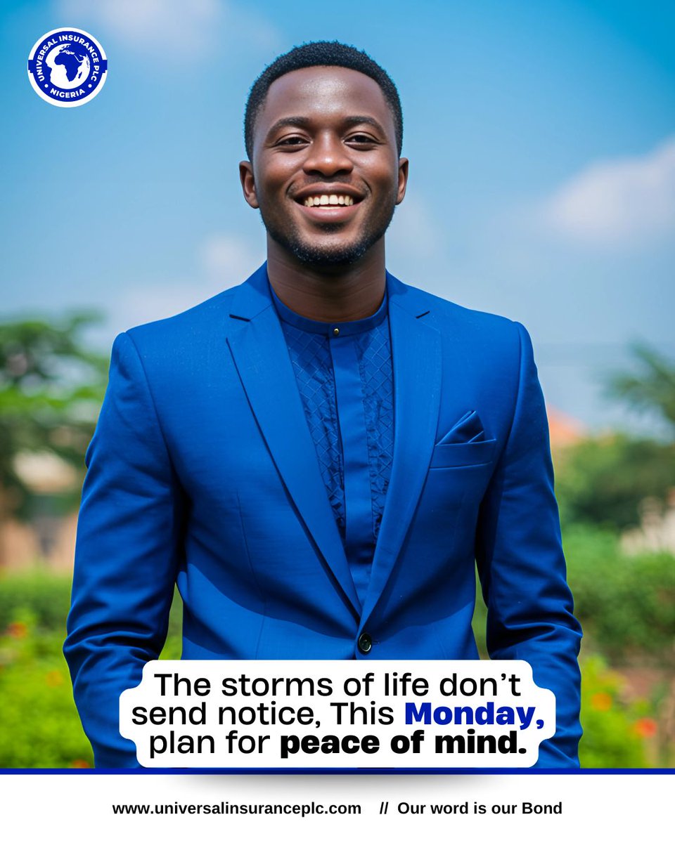 uinsuranceplc's tweet image. If you believe in your hustle, protect it. The storms of life don’t send notice, but with Universal Insurance, you’re never caught off guard. This Monday, plan for peace of mind.

Visit our website: universalinsuranceplc.com

 #MondayMotivation #universalinsuranceplc