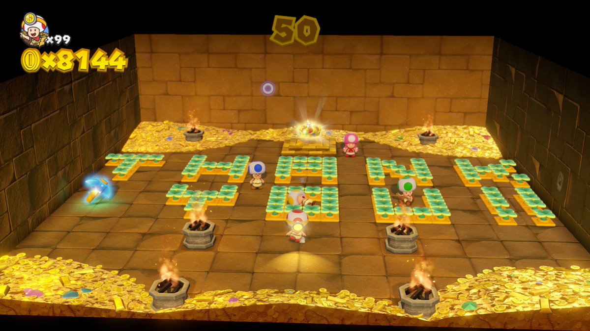 Coptos95's tweet image. A esto le llamo felicidad. Después de años tratando de pasarme este último nivel de #CaptainToadTreasureTracker por fin pude gracias a la #NintendoSwitch2 y su #ProController2