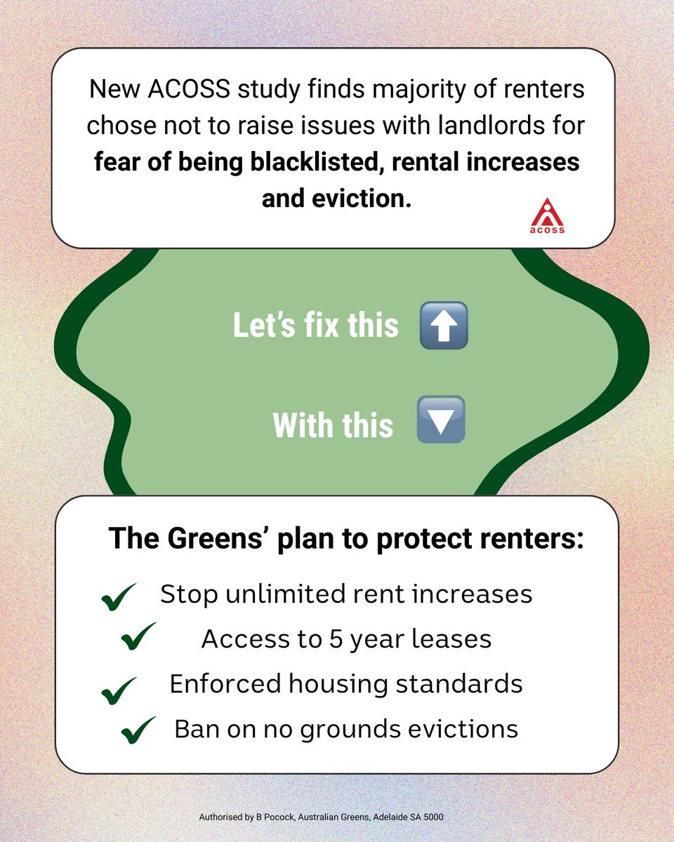 We need state and federal governments to recognise the vulnerability of renters in this country and work with the Greens to make secure housing accessible for all.

We are a wealthy country, and no one deserves to live in sub-standard housing.

#auspol