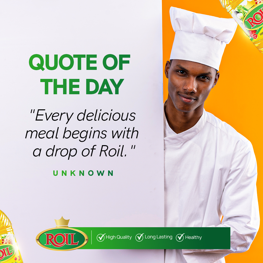 Quote of the day
 "Every delicious meal begins with a drop of Roil."  

Roil Cooking Oil=Delicious Meals

#roilcookingoil