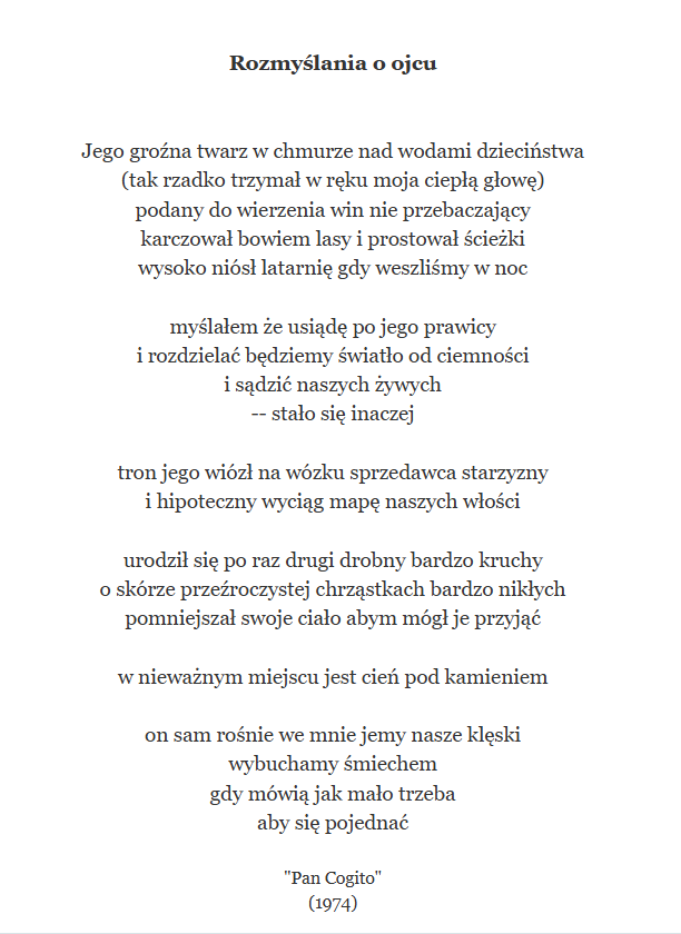 piotr_physic's tweet photo. Na Dzień Ojca,
Zbigniew Herbert, "Rozmyślania o ojcu"
1947, |Pan Cogito| https://t.co/qJjFQM1g2s