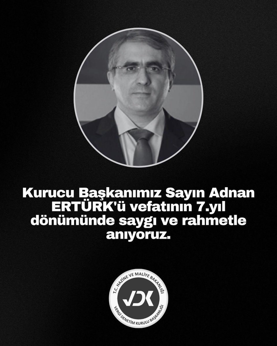Kurucu Başkanımız Adnan Ertürk’ü vefatının 7. yılında saygı, rahmet ve minnetle anıyoruz.
#VergiDenetimKurulu #AdnanErtürk
