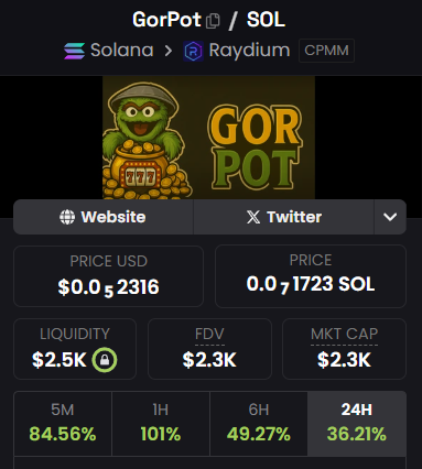 gor_pot's tweet image. Whoever thinking we could rug our liquidity is burnt and there is some issue on axiom that does not show this. Check on DEX here.

Our Dev supply is also locked.

dexscreener.com/solana/5nom2hb…