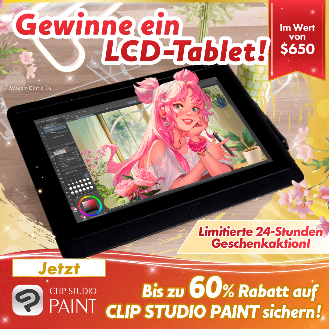 ✨LCD-Tablet Verlosung✨

Am letzten Tag verlosen wir das Wacom Cintiq 16, ein Tablet im Wert von 650 USD!
🎁
Folge &amp; reposte diesen Beitrag, und schon nimmst du teil!🎁
Bis 18.03, 10:00 (MESZ)
clipstudio.net/promotion/give…