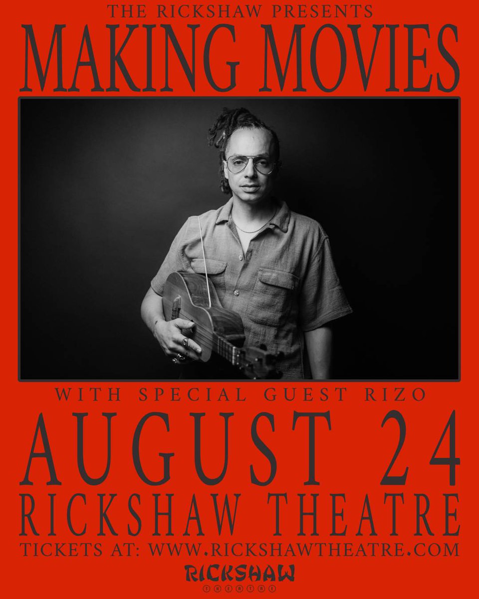 🎶Just Announced🎶
Latin Grammy-nominated band <a href="/MakingMoviesHQ/">Making Movies</a> comes to Vancouver Aug 24. Don't miss them live at the Rickshaw with special guest <a href="/RizoLoves/">Rizo</a>!

TIX: bit.ly/4k1Q98M
On sale Friday - Presale starts tomorrow with code: CHASEYOURTAIL

Presented by The Rickshaw