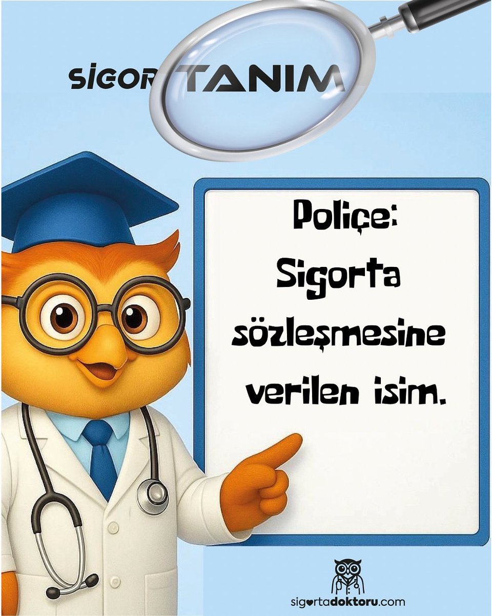 SigorTANIM Başladı!
Sigorta terimlerini anlamak artık çok kolay!
Yeni serimiz SigorTANIM ile karmaşık kavramları kısa ve net biçimde açıklıyoruz.

🔍 İlk tanım: Poliçe
Sigorta sözleşmesine verilen isim.

#SigorTA #SigorTANIM #SigortaTerimleri #Poliçe #sigortadoktoru