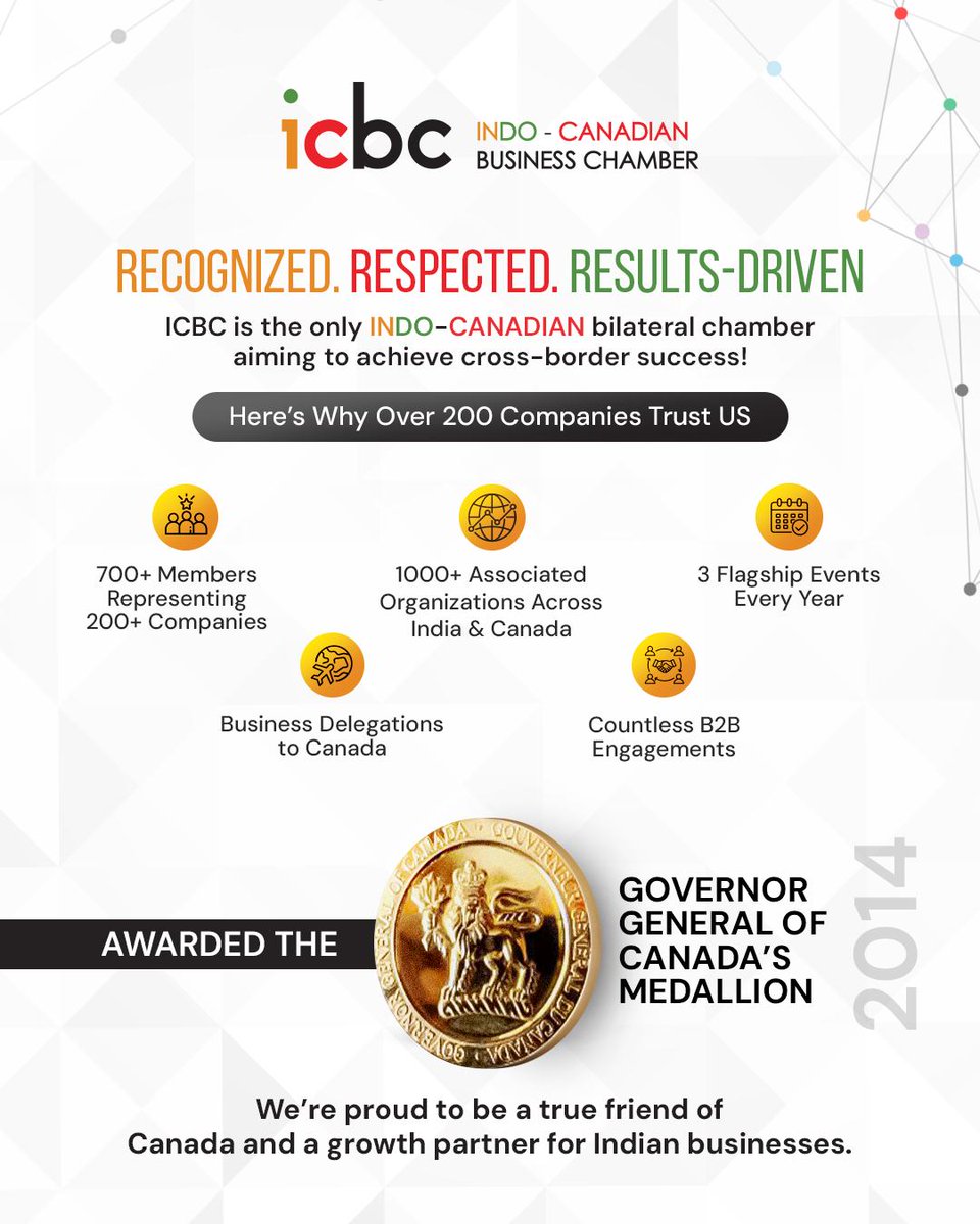 🌐 700+ members. 200+ companies.

ICBC is building real bridges between India &amp; Canada.
Join a trusted platform driving growth across borders!

📞 011 4300 5808 | 🌐 icbc.org.in

#ICBCIndia #IndiaCanadaTrade #GlobalBusiness #ChamberOfCommerce