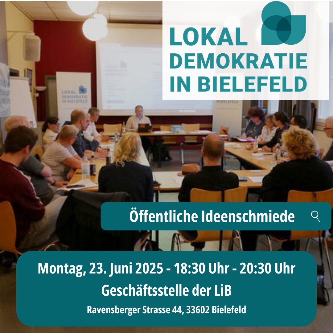 DerGugat's tweet image. 💡 Ideenschmiede der LiB
📅 Mo, 23.6. | 🕡 18:30
📍 Ravensberger Str. 44, Bielefeld
✅ Nachbesprechung CSD
✅ Mitmach-Angebote &amp;amp; AGs
✅ Deine Ideen für ein lebendiges Bielefeld
🗣 „Deine Chance, was zu ändern!“
🔗 lokaldemokratie-in-bielefeld.de/2025/06/19/oef…

#Bielefeld #LiB