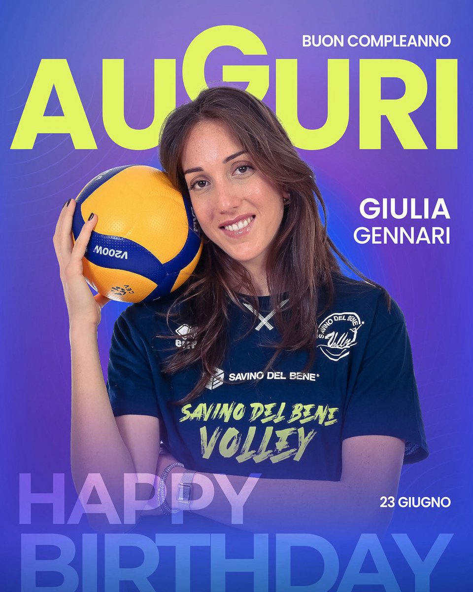 Savino Del Bene Volley Scandicci (@sdbvolley) on Twitter photo ๐ BUON COMPLEANNO GIULIA
๐ Tanti Auguri a Giulia Gennari che oggi compie gli anni
<a href="/LegaVolleyF/">Lega Volley Femminile</a> ๐ BUON COMPLEANNO GIULIA
๐ Tanti Auguri a Giulia Gennari che oggi compie gli anni
<a href="/LegaVolleyF/">Lega Volley Femminile</a>