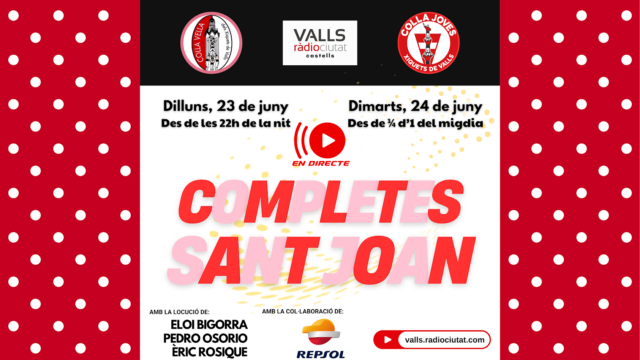 Ràdio Ciutat de Valls (@rcvalls) on Twitter photo La diada de Sant Joan en directe a <a href="/rcvalls/">Ràdio Ciutat de Valls</a>
Aquest dimarts, a partir de les 12.45h, amb la narració d'<a href="/EBigorra/">Eloi Bigorra 🎗</a>, <a href="/Osorio60P/">Pedro Osorio</a> i <a href="/ericrosique/">Eric Rosique🎙🖊</a>
valls.radiociutat.com/2025/06/23/dir…
<a href="/collavella/">Colla Vella dels Xiquets de Valls</a> <a href="/JovesValls/">Colla Joves Xiquets de Valls</a>
#castells #castellers La diada de Sant Joan en directe a <a href="/rcvalls/">Ràdio Ciutat de Valls</a>
Aquest dimarts, a partir de les 12.45h, amb la narració d'<a href="/EBigorra/">Eloi Bigorra 🎗</a>, <a href="/Osorio60P/">Pedro Osorio</a> i <a href="/ericrosique/">Eric Rosique🎙🖊</a>
valls.radiociutat.com/2025/06/23/dir…
<a href="/collavella/">Colla Vella dels Xiquets de Valls</a> <a href="/JovesValls/">Colla Joves Xiquets de Valls</a>
#castells #castellers