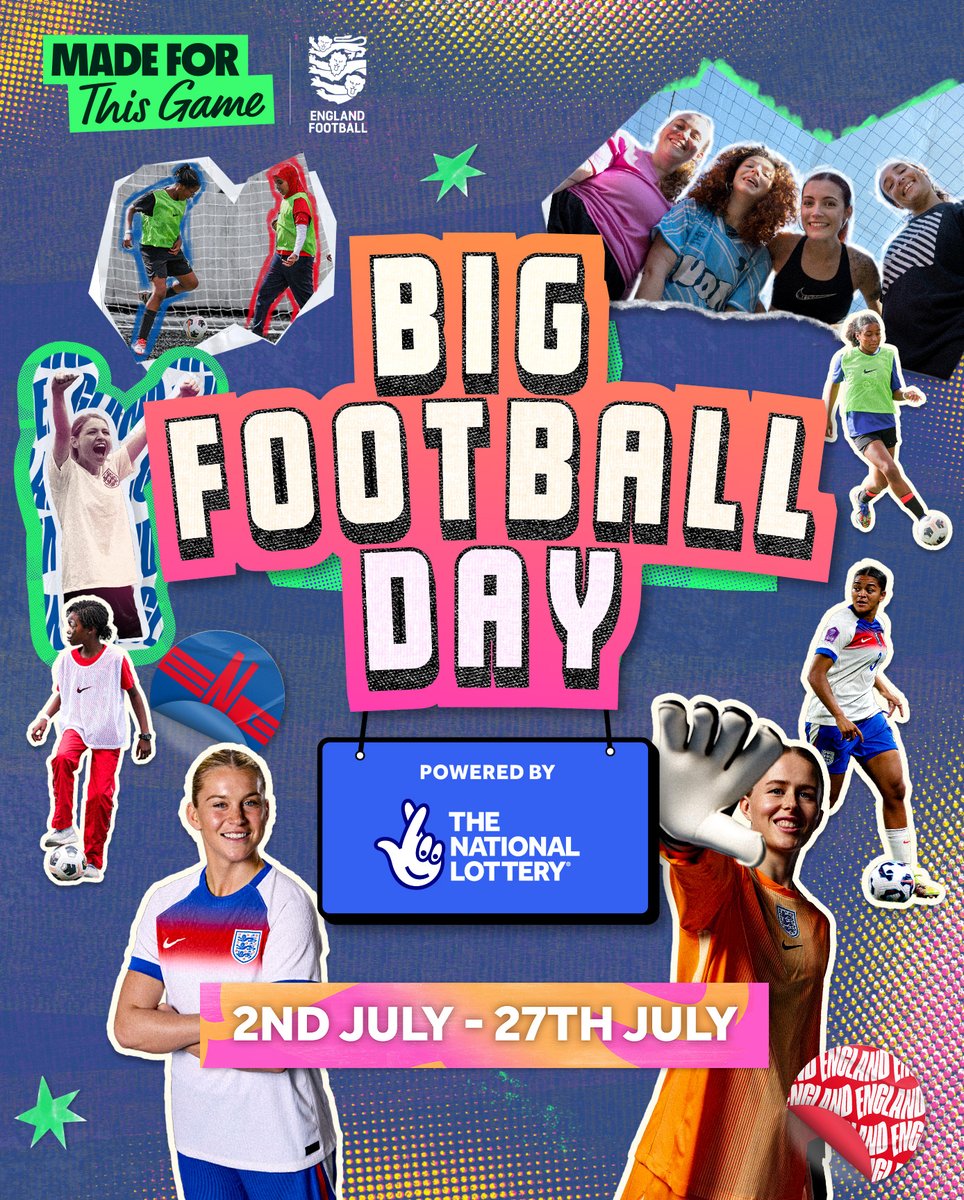 Sheffield FA ⚽️ (@shcfa) on Twitter photo Bring football fever to your community by hosting a #BigFootballDay powered by
<a href="/TNLUK/">The National Lottery</a> this July! 🙌
Use the excitement of the <a href="/WEURO2025/">UEFA Women's EURO 2025</a> to grow female participation at your club!
Register today 👇
book.englandfootball.com Bring football fever to your community by hosting a #BigFootballDay powered by
<a href="/TNLUK/">The National Lottery</a> this July! 🙌
Use the excitement of the <a href="/WEURO2025/">UEFA Women's EURO 2025</a> to grow female participation at your club!
Register today 👇
book.englandfootball.com