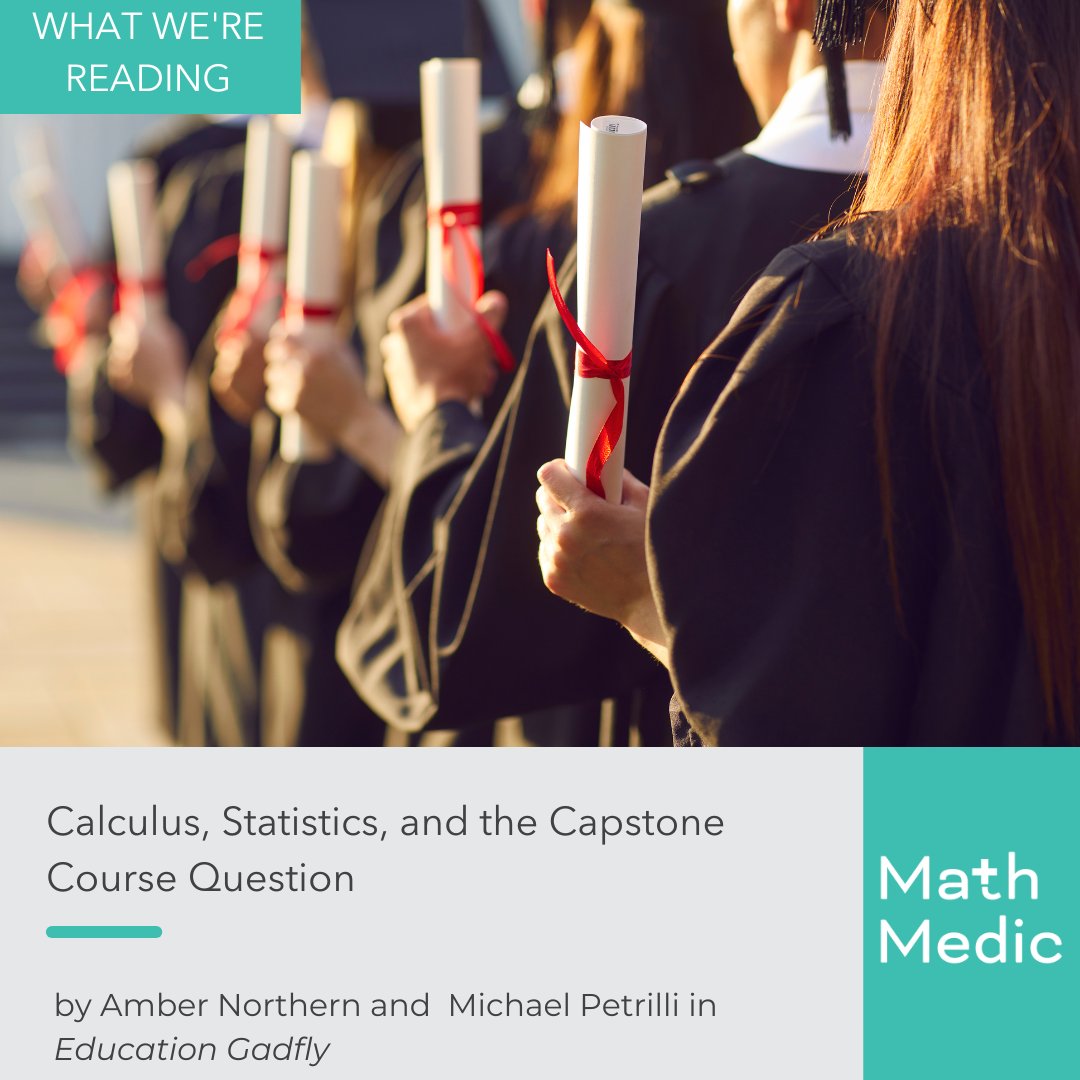 MathMedic's tweet image. “Are high-school students better served by completing their math studies with calculus or statistics?” To read the full article, click the link in our bio to access "What We're Reading." #MathMedic #professionaldevelopment #EFFL #mathteacher #matheducation #iteachmath #MTBoS