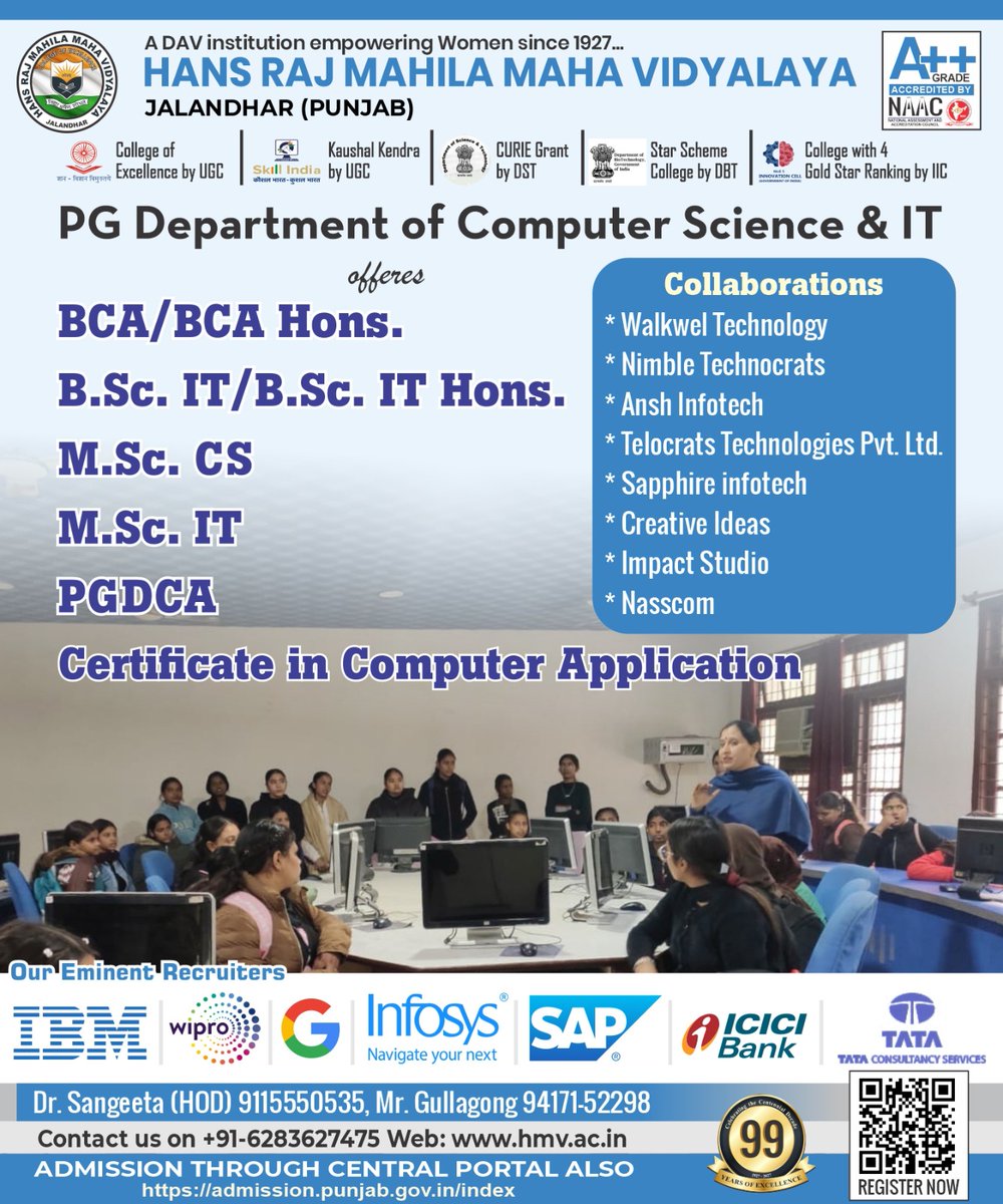 HmvCollege's tweet image. Unlock Your Tech Future – Join Computer Science &amp;amp; IT at HMV Jalandhar

Online ADMISSION FORM 2025-26:
hmv.ac.in/college-admiss…

#hmvjalandhar #computereducation #womenintech #itcourses #bcaadmissions #msccomputer #techcareers #pgdca #punjabcolleges #computerscience #itstudents
