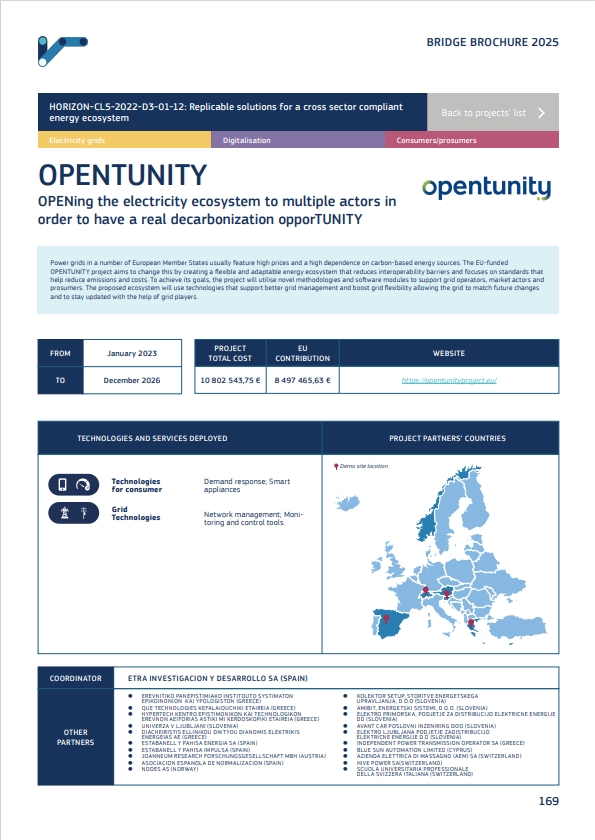 🚀 #OPENTUNITY is back in the 2025 BRIDGE brochure! 🇪🇺

Proud to be part of this key EU initiative, working on flexibility, interoperability &amp; smart energy solutions across Europe.

📘 Discover our factsheet: f.mtr.cool/lphvguzzbz

#HorizonEU #BRIDGEInitiative #EUProjects