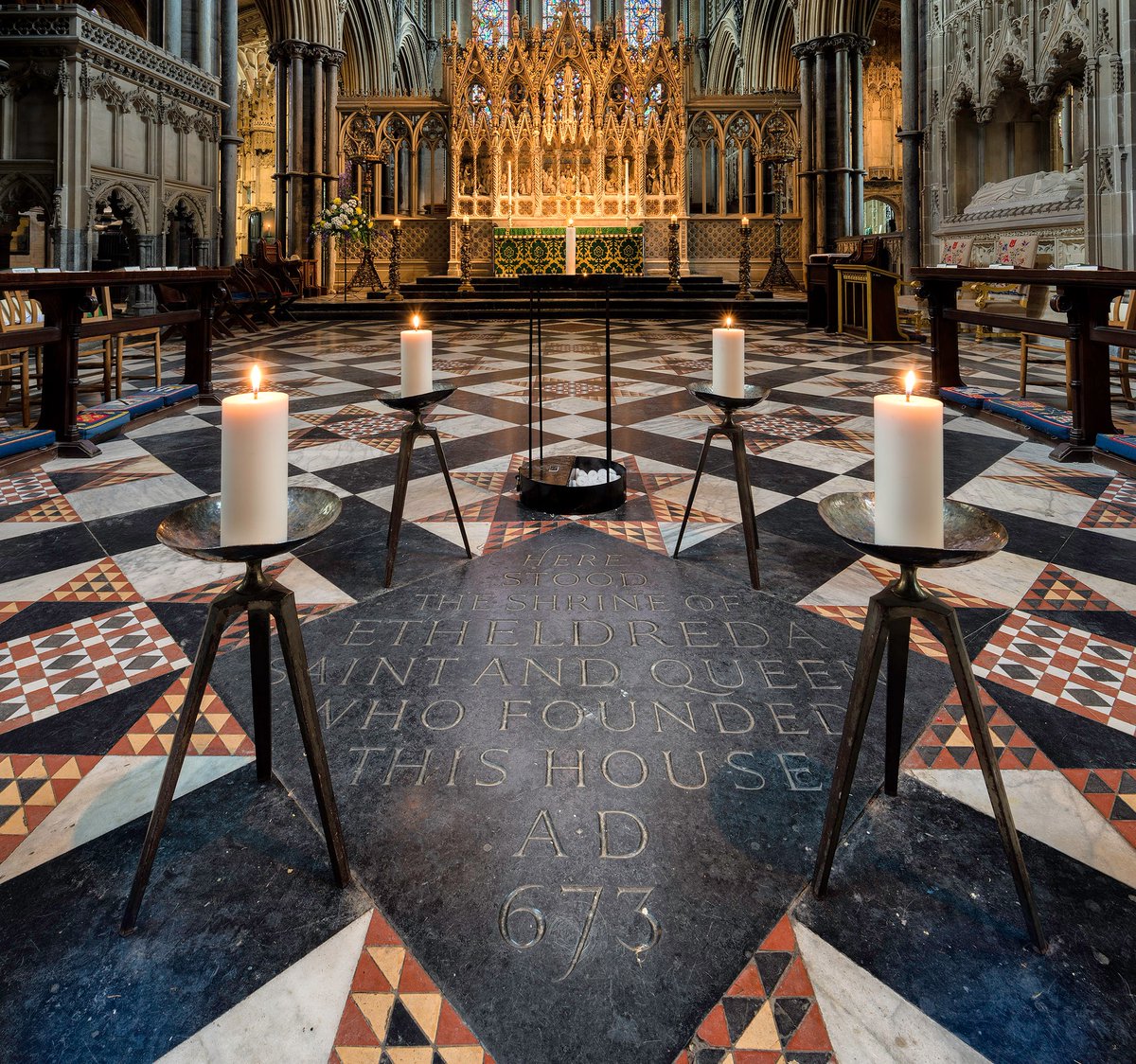 #ThoughtForTheWeek

Ely’s shrine of wondrous beauty
Kept alive by faith and duty,
Through long years of change and strife;
Still is here to tell the story
Of how grace leads on to glory,
And to everlasting life.

(Etheldreda Sequence)