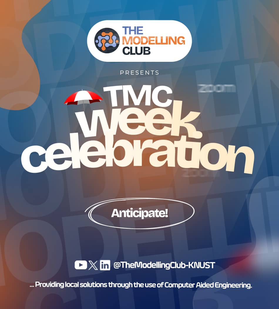 ClubModelling's tweet image. *The Modelling Club (TMC) Week Celebration Starts Today!

The Modelling Club (TMC) is gearing up for an electrifying TMC Week Celebration - and you’re invited! 🎉

Join us as we blend innovation, engineering, and excitement in a week-long display. 

From 23rd-28th of June🔥