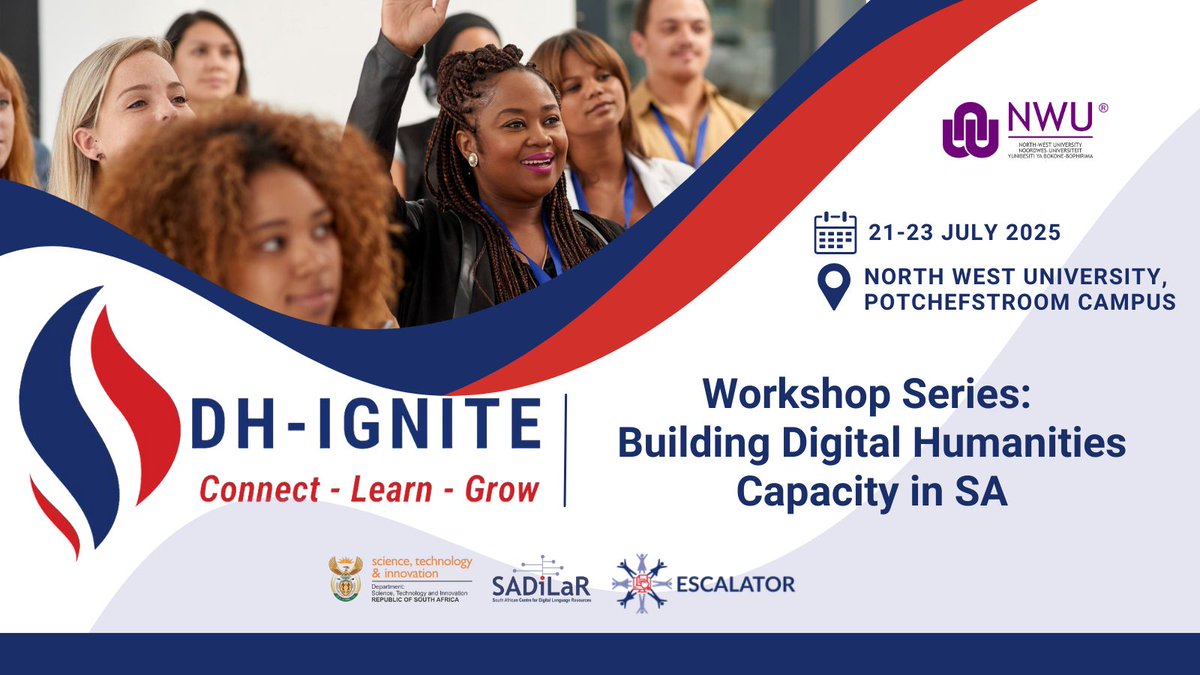 SADiLaR’s ESCALATOR programme is excited to announce the DH Ignite 3 day workshop series, aimed at bringing together researchers, librarians, archivists, students &amp; cultural heritage professionals in a progressive learning environment.

Find out more here: bit.ly/40cMXA3