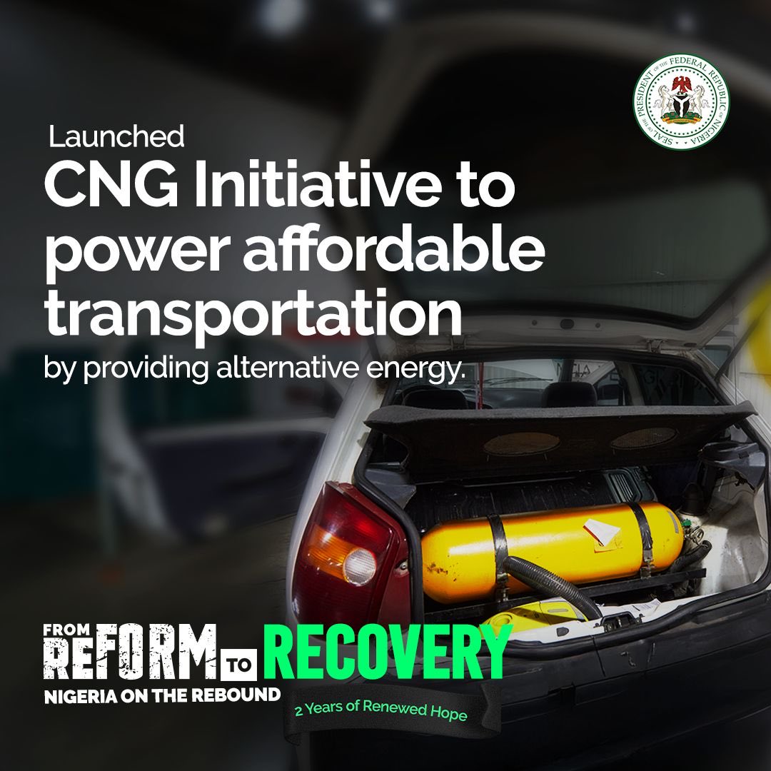 lakayafire's tweet photo. Powering Nigeria's future: The CNG initiative delivers affordable, cleaner transportation energy, reducing costs for citizens while promoting environmental sustainability.

#FromReformsToRecovery https://t.co/fDrGwge9Ks