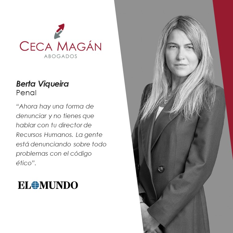 📢 El #canaldedenuncias 2 años después 👉 se usa sobre todo para cuestiones laborales. 

Nuesta abogada, Berta Viqueira, lo comenta en el artículo de <a href="/Josem_nuwanda/">Jose Manuel Rodríguez</a> para el <a href="/elmundoes/">EL MUNDO</a> 

cecamagan.com/en-los-medios/…

#DerechoPenal #EstiloCeca
