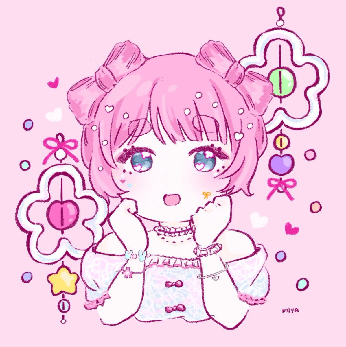 kamiya_0529's tweet photo. #絵描きさんと繋がりたい #illustration 
 day2 ビーズとピンク🎀💕 https://t.co/KNHwcvQnqr