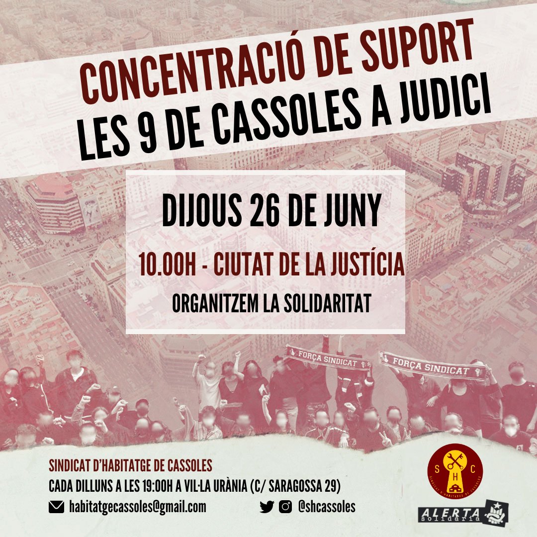 Dijous ens jutgen per defensar que les nostres llars són per viure-hi i no per especular

Per molt que els pesi seguirem organitzades per acabar amb el seu negoci amb els nostres barris

Ajuda'ns a fer front a la repressió: goteo.org/project/les-9-…