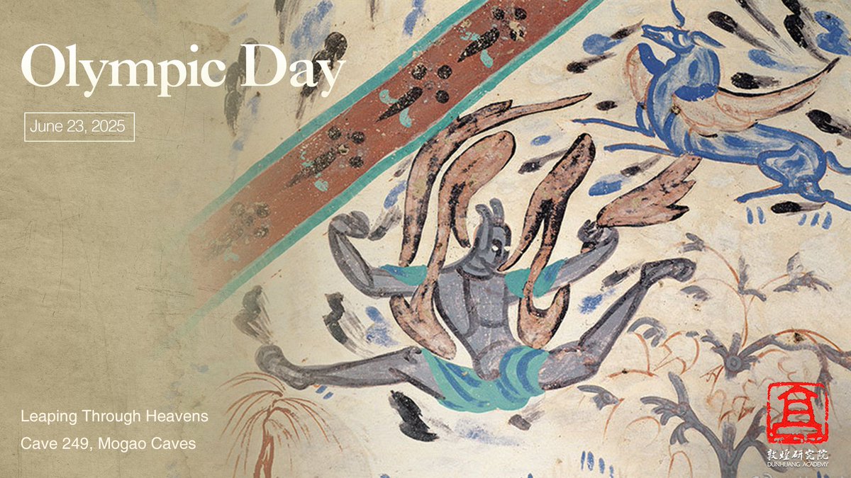 DunhuangAcademy's tweet image. Celebrate the Olympic spirit on this #OlympicDay (June 23)!
Check out #Dunhuang’s Cave 249, where celestial beings soar with grace. This Olympic Day, channel that spirit! Come try running, dancing, or striking a mural-inspired “flight” pose! Share your active moment! Let’s…