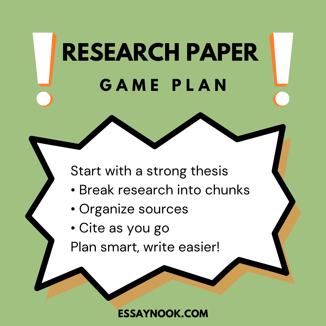 essaynook's tweet image. Research paper survival mode:
 🎯 Start with a clear thesis
 📚 Organize those sources
 🧠 Cite as you go
Don't just write—strategize. ➡️ essaynook.com #PaperWriting