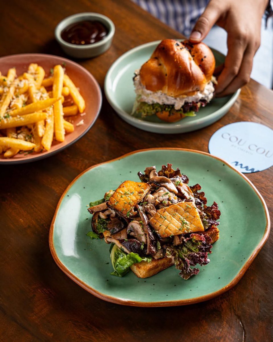 Soft bread, wild soul—this sandwich makes you whole.

📷: Truffle and wild mushroom chilli toast and classic chicken &amp; mayo sandwich in brioche

#COUCOUbyOberoi #TheOberoiGroup #JioWorldDrive #Mumbai