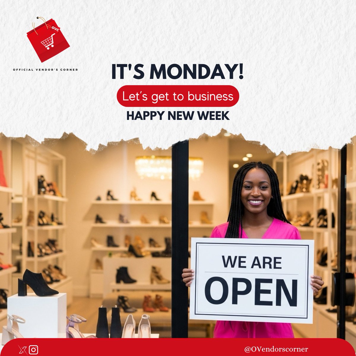 OVendorscorner's tweet photo. "Smiles on, doors open — let’s make this week amazing!"
#TagOVC #HappyNewWeek #VendorHustle #WeAreOpen #MondayMotivation #OVendorsCorner #BusinessGoals https://t.co/rPM2D2SkeL