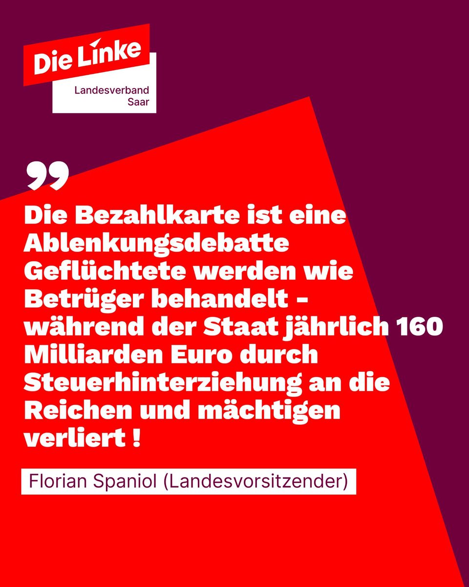 💳 Bezahlkarte im Saarland? Stoppen, bevor sie sich ausbreitet!  dielinkesaar.de/index.php?id=n…  #BezahlkarteStoppen #DieLinkeSaar #SolidaritätStattMisstrauen