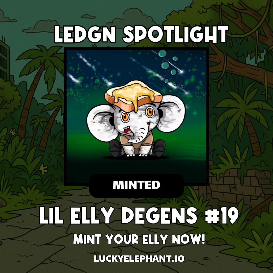 LuckyEllyClub's tweet photo. Elly #19’s got that buttered-toast-on-the-head kinda luck —you better grab yours before it slips away.🍞🐘 

Mint your #LEDGN now 👉https://t.co/XWihnwUdII https://t.co/nP3y97sdEU