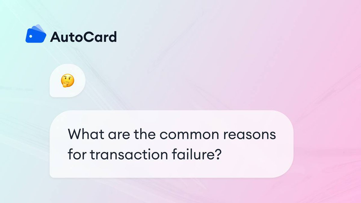 AutoCard_io's tweet image. 🤔Q：What are the common reasons for transaction failure?

✍️A: 
· Insufficient card balance
· High-risk merchant category (like lottery)
· Network issues
· Incorrect CVV
· 3DS not supported on virtual cards

Double-check and try again! ✅
#CryptoCard #AutoCard #PaymentTips