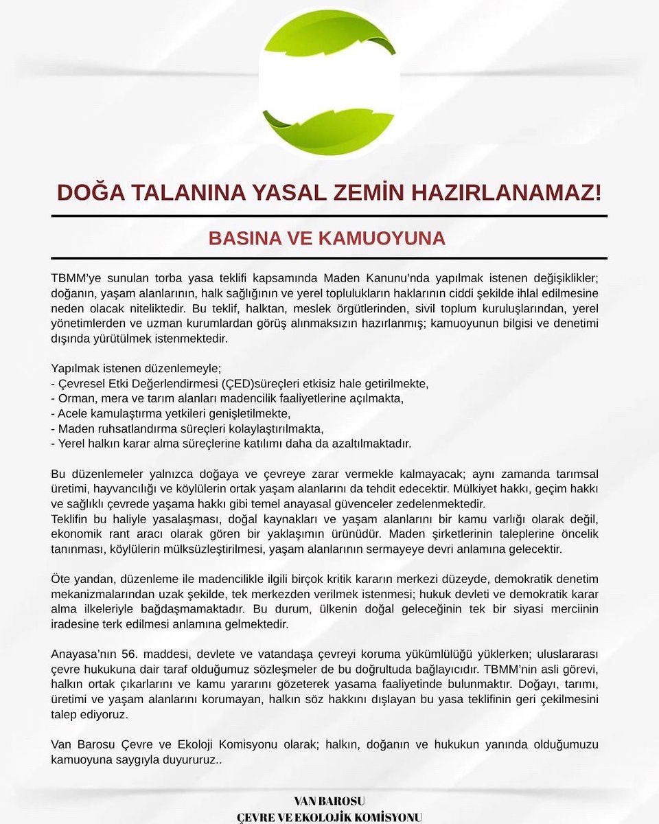 Van Barosu Çevre ve Ekoloji Komisyonu tweet media