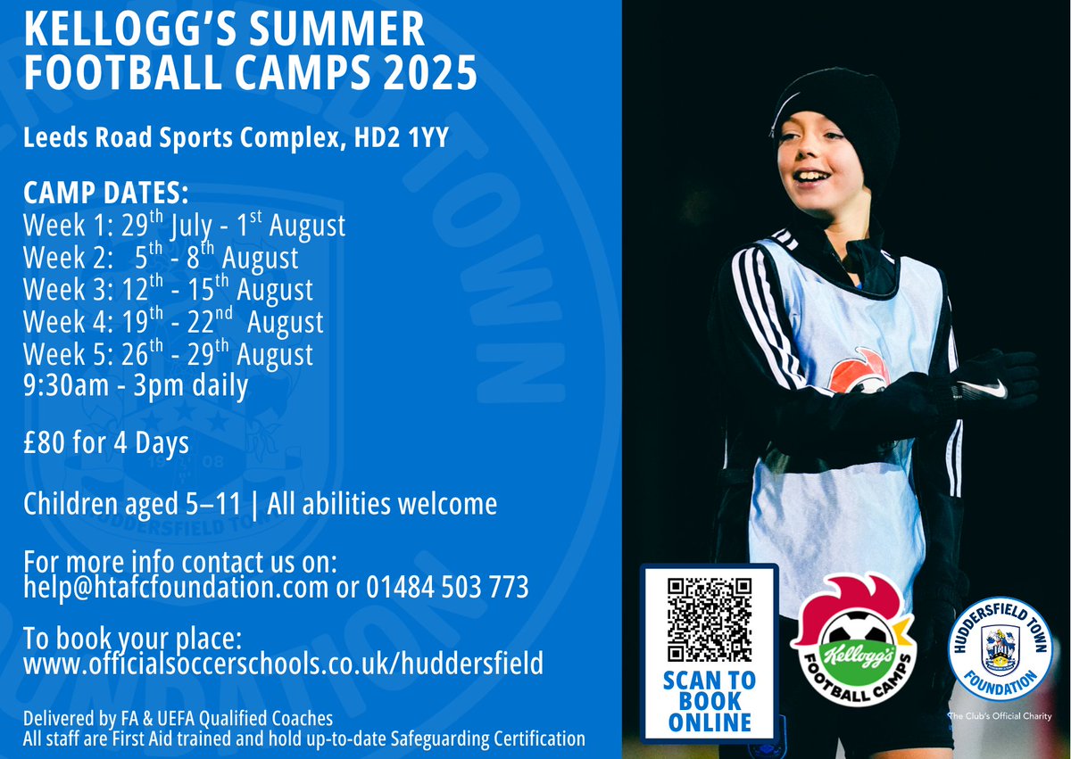 htafcfoundation's tweet image. 🔵⚪️ We're now taking bookings for our Summer Camps!!
Head to officialsoccerschools.co.uk/huddersfield to book your child's place!!
#HTF
@htafc @HTAFCWomen @EFL