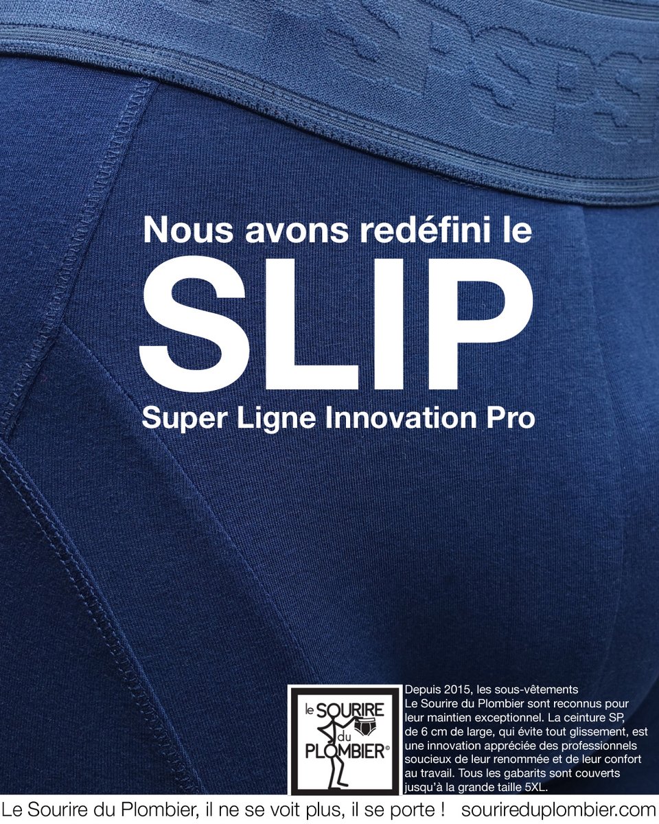 Nous avons redéfini le SLIP : Super Ligne Innovation Pro.
Depuis 2015, les sous-vêtements Le Sourire du Plombier sont reconnus pour leur maintien exceptionnel. Une innovation appréciée des professionnels soucieux de leur confort au travail. sourireduplombier.com