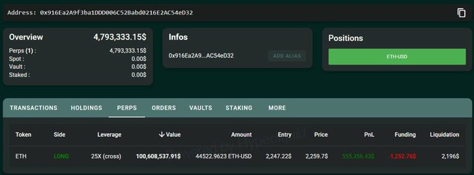 BREAKING:  A whale just opened a massive $100M $ETH long with 25x leverage.  
What does he know?!