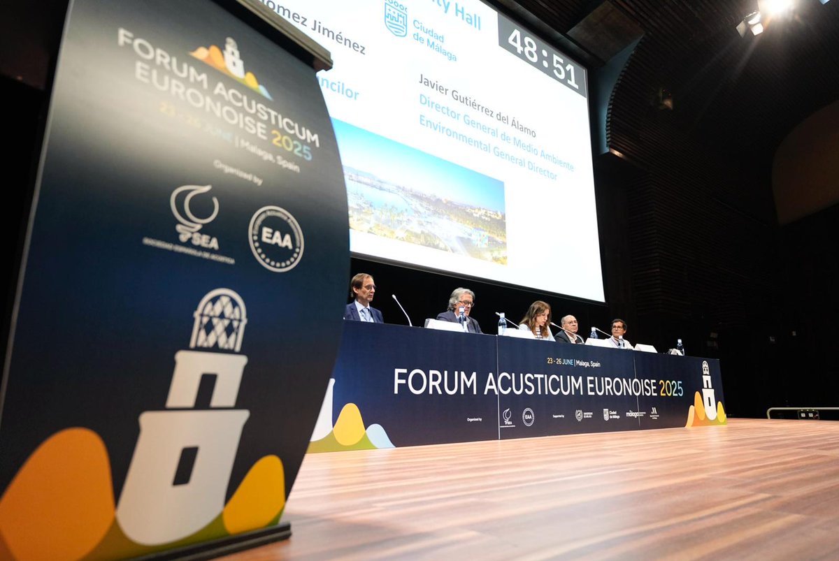 Forum Acusticum / Euronoise 2025 (@faeuronoise2025) on Twitter photo Forum Acousticum Euronoise 2025 is officially underway! The Opening Ceremony just wrapped up and the energy here in Mรกlaga is incredible. Check out the first photos from the kick-off belowโmore highlights coming throughout the day. Stay tuned! 
#FAE2025 #Euronoise #Opening Forum Acousticum Euronoise 2025 is officially underway! The Opening Ceremony just wrapped up and the energy here in Mรกlaga is incredible. Check out the first photos from the kick-off belowโmore highlights coming throughout the day. Stay tuned! 
#FAE2025 #Euronoise #Opening