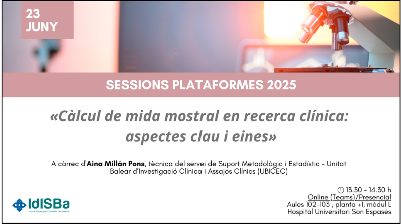Infosalut (@infosalut) on Twitter photo #FormacioSalutIB✅Avui 23/06/2025 es farà el Seminari " Càlcul de mida mostral en recerca clínica: aspectes clau i eines"
📝Organitza <a href="/idisbaib/">IdISBa</a>
➡️Info f.mtr.cool/jreaihwhvw #FormacioSalutIB✅Avui 23/06/2025 es farà el Seminari " Càlcul de mida mostral en recerca clínica: aspectes clau i eines"
📝Organitza <a href="/idisbaib/">IdISBa</a>
➡️Info f.mtr.cool/jreaihwhvw