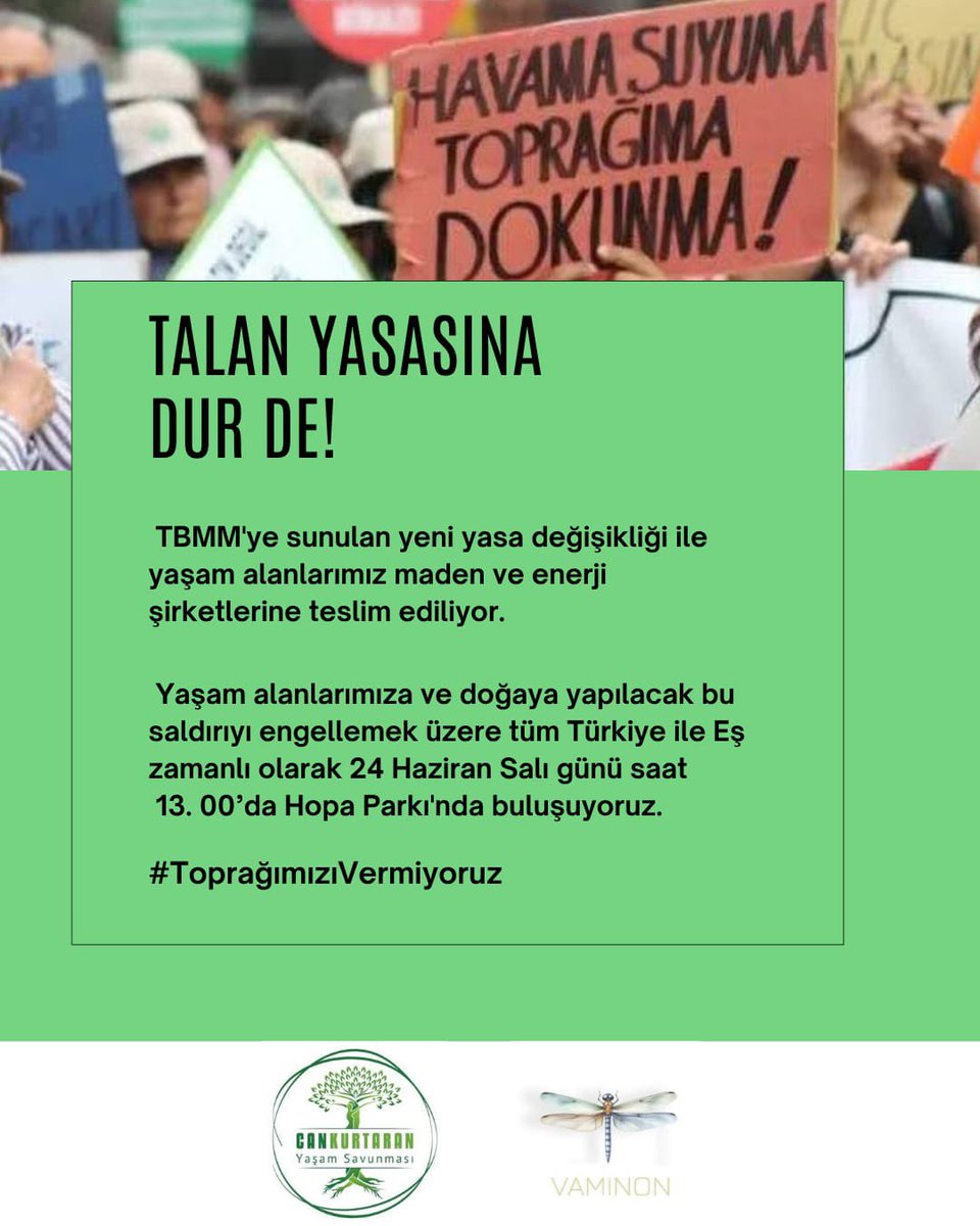 Umut-Sen Karadeniz (@umutsenkaradeni) on Twitter photo Yaşam alanlarımız maden ve enerji holdinglerine peşkeş çekilemez!
Cankurtaran Yaşam Savunması (<a href="/CankurtaranYsm/">Cankurtaran Yaşam Savunması/Artvin</a>) ve Vaminon’un (<a href="/vaminon/">Arhavi Maden İstemiyor</a>) çağrısıyla 24 Haziran Salı günü saat 13.00’da Hopa Parkıçnda buluşuyoruz.
#ToprağımızıVermiyoruz Yaşam alanlarımız maden ve enerji holdinglerine peşkeş çekilemez!
Cankurtaran Yaşam Savunması (<a href="/CankurtaranYsm/">Cankurtaran Yaşam Savunması/Artvin</a>) ve Vaminon’un (<a href="/vaminon/">Arhavi Maden İstemiyor</a>) çağrısıyla 24 Haziran Salı günü saat 13.00’da Hopa Parkıçnda buluşuyoruz.
#ToprağımızıVermiyoruz