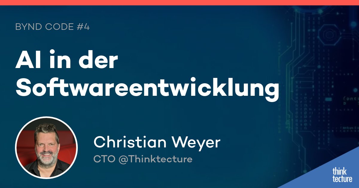 Thinktecture (@thinktecture) on Twitter photo 🎙️ In der aktuellen #BYNDCode Podcast-Folge spricht <a href="/christianweyer/">Christian Weyer</a> (CTO & Co-Founder <a href="/thinktecture/">Thinktecture</a>) über #AI und #Softwareentwicklung: #LLM, #Agents, #RAG & mehr!
Jetzt reinhören: lnk.thinktecture.cloud/bynd-code-cw-a…
#Podcast 🎙️ In der aktuellen #BYNDCode Podcast-Folge spricht <a href="/christianweyer/">Christian Weyer</a> (CTO & Co-Founder <a href="/thinktecture/">Thinktecture</a>) über #AI und #Softwareentwicklung: #LLM, #Agents, #RAG & mehr!
Jetzt reinhören: lnk.thinktecture.cloud/bynd-code-cw-a…
#Podcast
