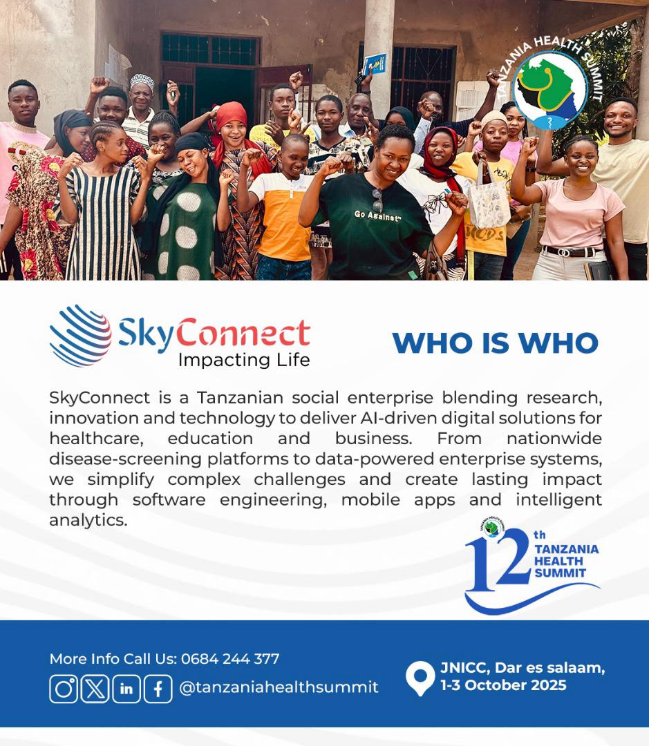๐ฐ ๐ฎ ๐ฒ ๐ง ๐ด (@jamalikimbo) on Twitter photo SkyConnect โ Who Is Who 
Weโre excited to spotlight SkyConnect at #THS2025 under Who Is Who.
#THS2025 #TanzaniaHealthSummit #THS2025 #DigitalHealth #AIforGood #WhoIsWho SkyConnect โ Who Is Who 
Weโre excited to spotlight SkyConnect at #THS2025 under Who Is Who.
#THS2025 #TanzaniaHealthSummit #THS2025 #DigitalHealth #AIforGood #WhoIsWho