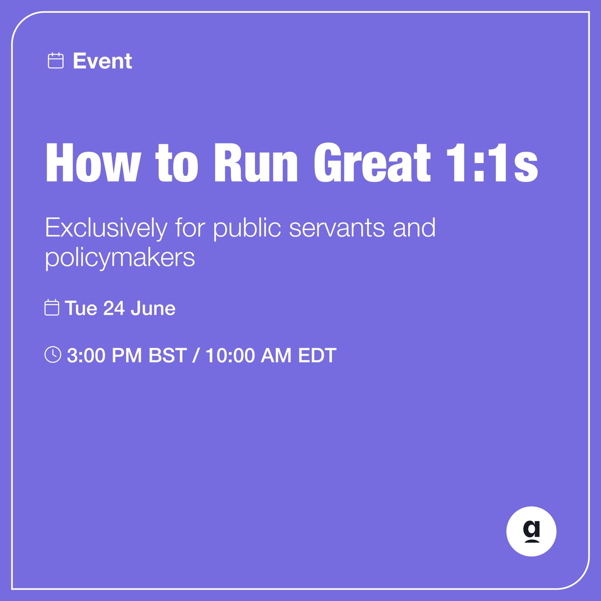 ✍️ 1:1s happen every week. Learn to use them for growth and clarity. Tomorrow’s session is your guide to better conversations in public service.
🔗 apolitical.co/events/june-20…